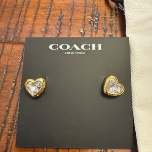 Coach Gold Heart Stud Earrings